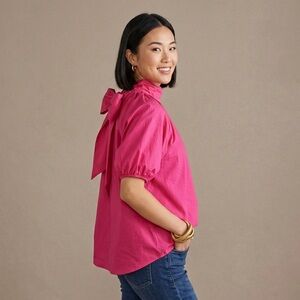 Caryn Lawn Ryan Bow Top in Fuschia Reversible Chic